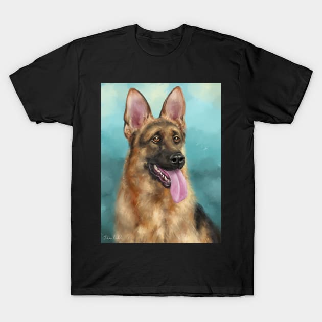 An impressive German Shepherd Painting with his Tongue Out T-Shirt by ibadishi